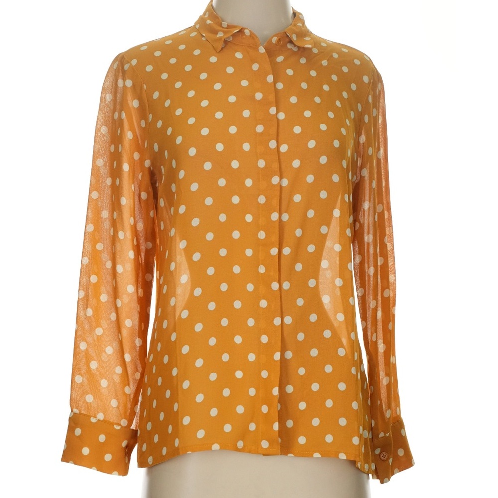 Reformation mustard yellow polkadot button down long sleeve blouse Small